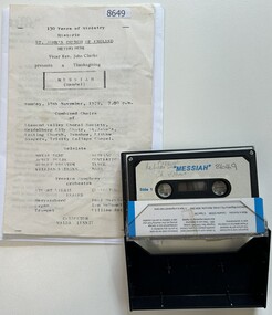 Mixed media - Audio Cassette and Program, Diamond Valley Choral Society, Handel's Messiah, performed by Diamond Valley Choral Society 1979, 18/11/1979