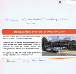 Article - Newsletter Clipping, Colin Brooks, More Early Learning Spots for Watsonia Families, 2023