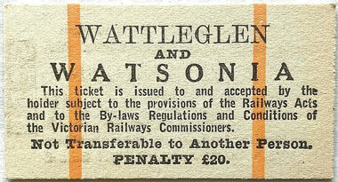 Ephemera - Ticket - Digital Image, VicRail, Train ticket: Wattleglen and Watsonia Male [no date c1960s], 1960s