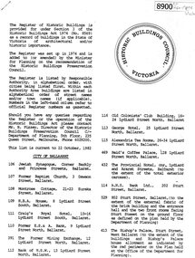 Booklet, Historic Buildings Preservation Council, Register of Historic Buildings [Victoria] 1982, 1982