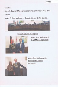 Article - Document and Photographs, Rosie Bray, Banyule Council Mayoral Elections November 13th 2023-2024, 13/11/2023