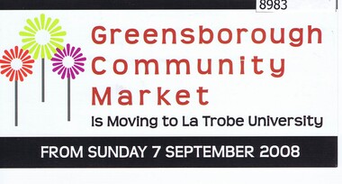 Card - Advertising Card, Diamond Valley Community, Greensborough Community Market 2008, 2008