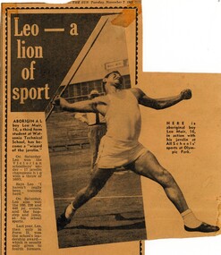 Newspaper - Newspaper Clipping, Leo - a lion of sport, 07/11/1961