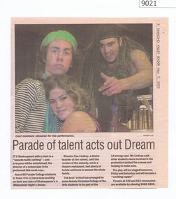 Article - Newspaper Clipping, Parade of Talent Acts out Dream, 07/05/2003