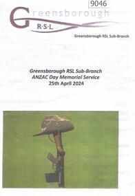 Booklet, Rosie Bray, ANZAC Day Memorial Service, 25th April 2024, 2024