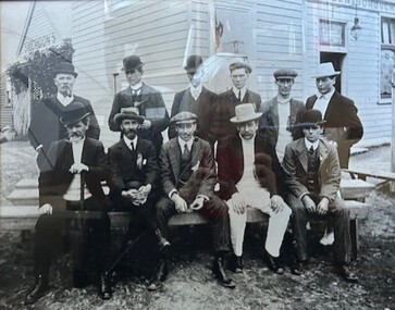 Photograph - Photograph (Framed), Visitors to Smerdon's Hotel corner Church and Grimshaw Streets Greensborough