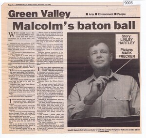 Newspaper - Newspaper clipping, Malcolm's baton ball, 10/12/1991