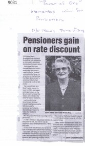 Newspaper - Newspaper Clipping, Diamond Valley News et al, Pensioners gain on rate discount, 09/06/2004