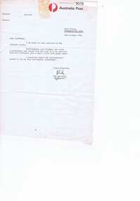 Letter - Correspondence - Letter, Australia Post, Australia Post Correspondence, 16/10/1979