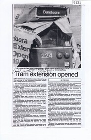 Newspaper - Newspaper Clipping, Diamond Valley News, Tram extension opened, 28/04/1987