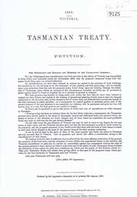 Legal record - Document, Victoria. Legislative Assembly, Tasmanian Treaty. Petition. 1885, 06/08/1885