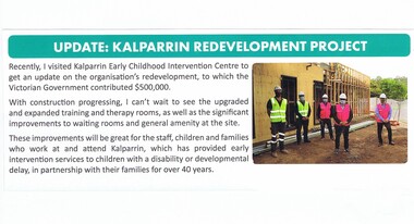 Article - Newsletter Clipping, Colin Brooks, Update: Kalparrin Redevelopment Project, November 2020