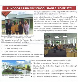 Article - Newsletter Clipping, Colin Brooks, Bundoora Primary School stage 2: Complete!, March 2020