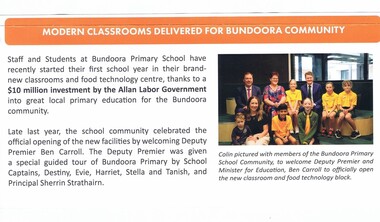 Article - Newsletter Clipping, Colin Brooks MP, Modern classrooms delivered for Bundoora community, March 2024