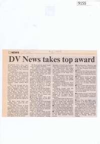 Article - Newspaper Clipping, Diamond Valley News, DV News takes top award, August 1995