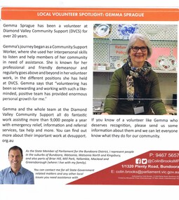 Article - Newsletter Clipping, Colin Brooks, Local volunteer spotlight: Gemma Sprague, September 2024