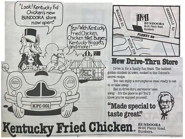 Newspaper - Newspaper Clipping - Digital Image, The Whittlesea Post, Kentucky Fried Chicken [Plenty Road Bundoora 1988], 25/10/1988