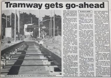 Newspaper - Newspaper Clipping - Digital Image, Preston Post-Times, Tramway gets go-ahead [c1987], 1987c