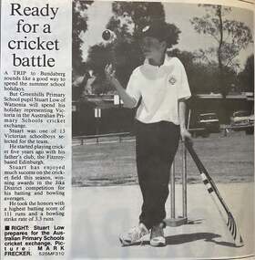 Newspaper - Newspaper Clipping - Digital Image, Diamond Valley News, Ready for a cricket battle, 18/01/1995