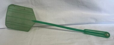 Domestic object - Fly Swat, Green plastic fly swat, 1950c