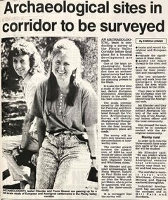 Newspaper - Newspaper Clipping - Digital Image, Diamond Valley News, Archaeological sites in corridor to be surveyed, 1990c