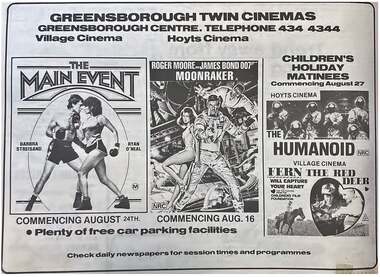 Newspaper - Newspaper Clipping - Digital Image, The Valley Voice, Greensborough Twin Cinemas 1979, 15/08/1979