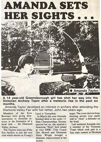 Newspaper - Newspaper Clipping - Digital Image, The Valley Voice, Amanda sets her sights, 24/10/1979