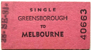 Ephemera - Ticket - Digital Image, Train tickets: Greensborough to Melbourne, Watsonia, Watsonia (child) 1979, 1979