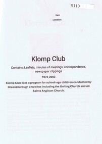 Article - Folder, Rosie Bray, Klomp Club Greensborough, 2024