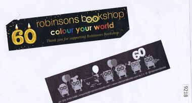 Card - Bookmark, Robinsons Bookshop, 60 robinsons bookshop, colour your world, 2020s