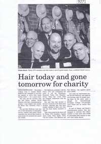 Newspaper - Newspaper Clipping, Diamond valley News, Hair today and gone tomorrow for charity, 09/1998