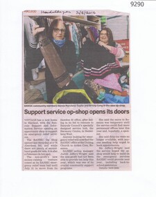 Article - Newspaper Clipping, Heidelberger, Support service op-shop opens its doors, 02/08/2016