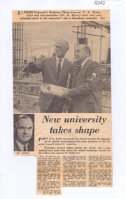 Newspaper - Newspaper Clipping, New university takes shape, 1965