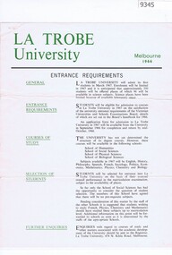 Memorabilia - Leaflet, La Trobe University, La Trobe University Melbourne 1965-1966, 1966