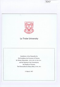 Booklet, La Trobe University, La Trobe University Installation of the Chancellor, 08/03/1967