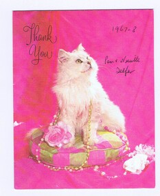 Card, Thank you card to Bruce and Mavis Morgan from Pam and Neville Telfer, 1968