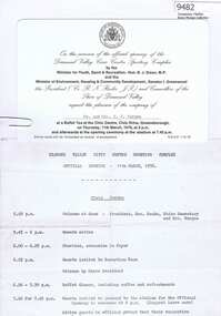 Memorabilia - Invitation and Program, Shire of Diamond Valley, Shire of Diamond Valley Official Opening of the Diamond Valley Civic Centre Sporting Complex, 1976