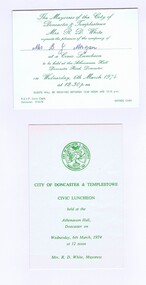 Memorabilia - Invitation and Program, City of Doncaster and Templestowe, City of Doncaster & Templestowe Civic luncheon 1974, 1974