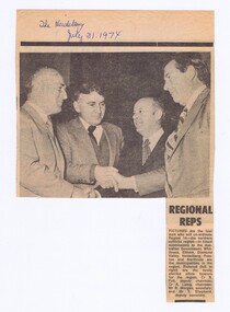 Memorabilia - Newspaper Clipping, Heidelberg Leader, Regional reps, 31/07/1974