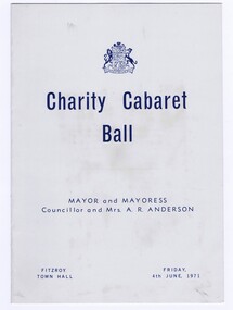 Memorabilia - Menu, City of Fitzroy, Charity Cabaret Ball: City of Fitzroy 1971, 04/06/1971
