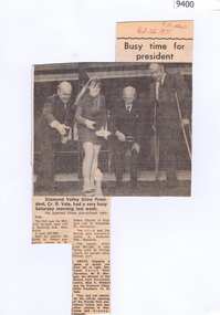 Memorabilia - Newspaper Clipping, Diamond Valley News, Busy time for President, 26/10/1971