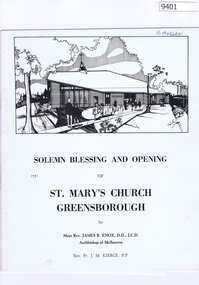 Memorabilia - Program, St Marys Catholic Church Greensborough, Solemn blessing and opening of St Mary's Church Greensborough 1971, 27/10/1971