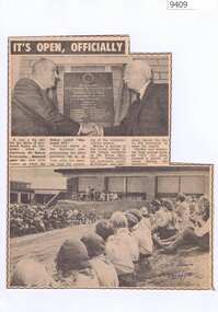 Memorabilia - Newspaper Clipping, Diamond Valley News, It's open, officially, 29/02/1972