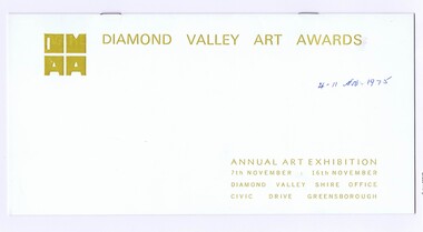 Memorabilia - Program, Diamond Valley Arts Society, Diamond Valley Art Awards 1975, 1975