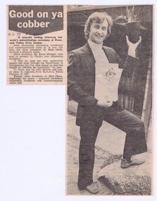 Memorabilia - Newspaper Clipping, Diamond Valley News, Good on ya cobber, 05/06/1979