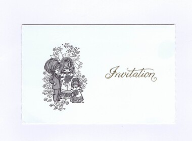 Memorabilia - Invitation, [Wedding] invitation for Victoria Louise Morgan and Robert John Eldridge, 1975