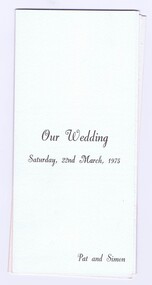 Memorabilia - Invitation, Our Wedding, Saturday, 22nd March, 1975 - Pat and Simon, 1975