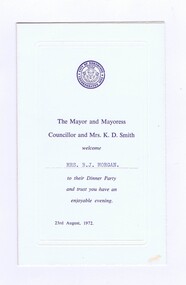 Memorabilia - Program, City of Northcote, City of Northcote Dinner Party 1972, 23/08/1972