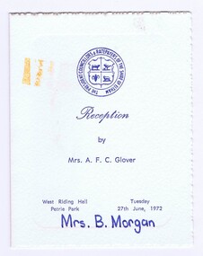 Memorabilia - Program, Shire of Eltham, Shire of Eltham Reception Programme, 1972, 27/06/1972