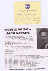 Memorabilia - Flyer and Card, Rotary Club of Greensborough, Alan Sartori Art Exhibition: Rotary Club of Greensborough, 01/06/1980